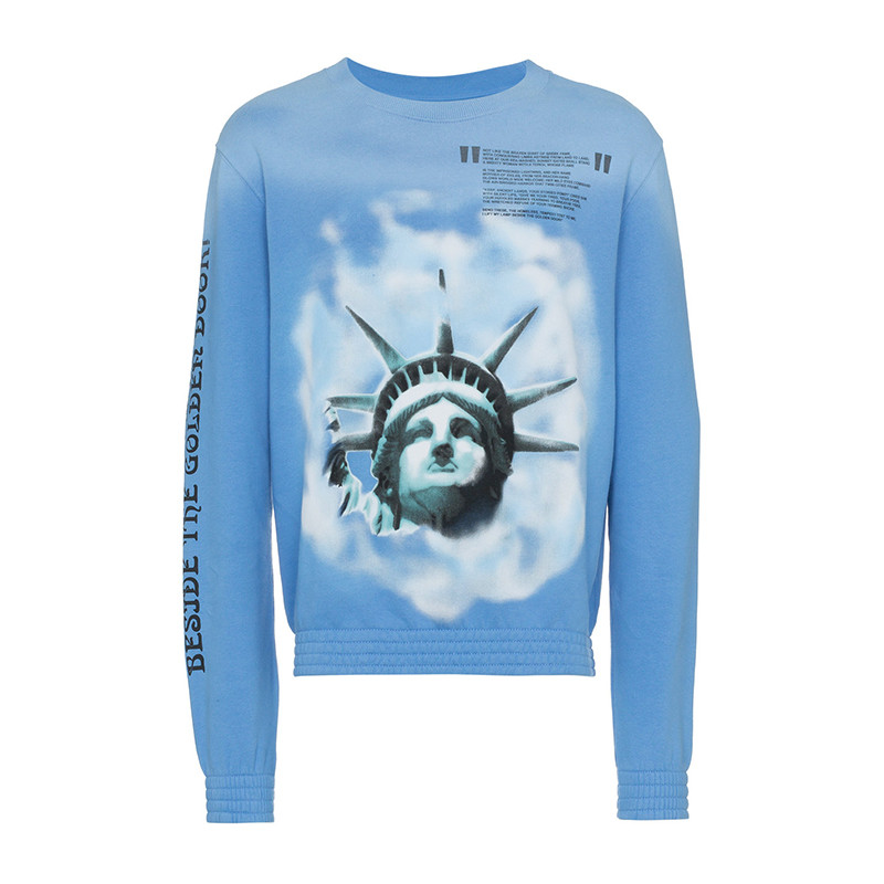 OFF WHITE【18秋冬新款】 自由女神像棉质男女同款卫衣#OMBA025 E18192015 3199 XL 蓝色