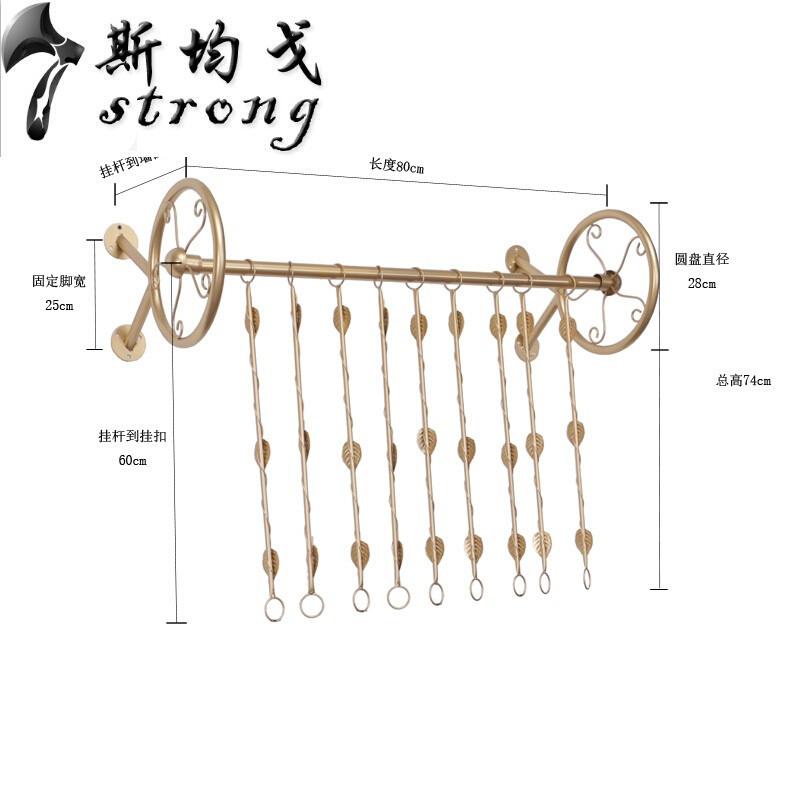 男女装童装服装店衣架展示架上墙壁挂装饰正侧挂陈列货架金色5J正挂100官方标配_1 金色5J车轮80