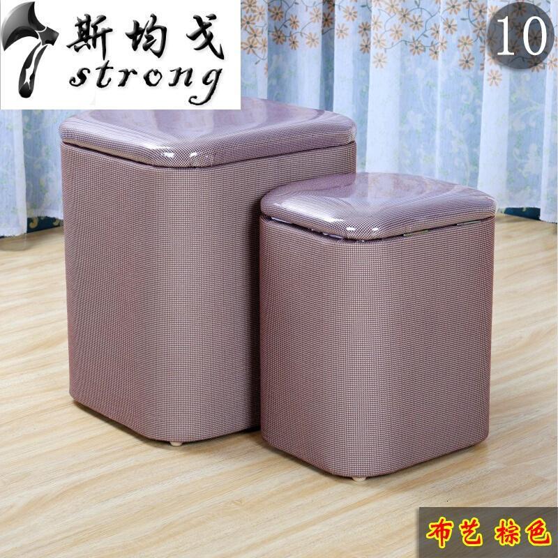 多功能收纳凳子可坐家用现代简约实木换鞋凳皮布艺沙储物凳耐脏席色（皮艺）_4 布艺棕色