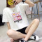 夏季白色短袖女装宽松韩版学生百搭半袖上衣服春夏装2018_5_8 M 白色-全英文