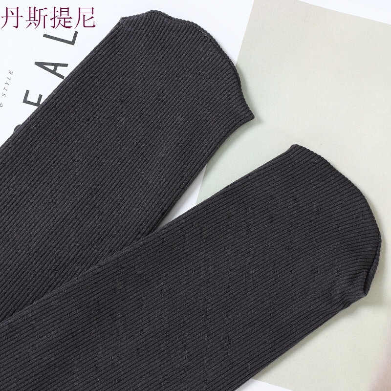 春秋女款螺纹连袜打底裤微压显瘦提臀竖条纹踩脚裤外穿美腿袜黑色踩脚均码_8 默认尺寸 烟灰连袜