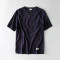 亚麻T恤男中国风男装纯色短袖打底衫白色韩版潮流修身半截袖上衣 5XL 藏青色