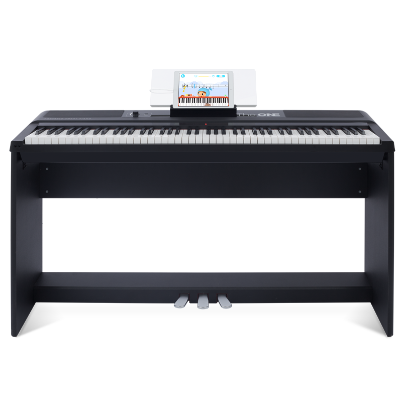 The ONE智能钢琴 88键重锤 便携版专业家用电钢琴数码电子钢琴初学者 黑白色 经典黑【琴头+木架+三踏板】