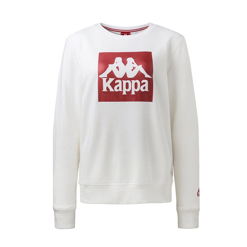 KAPPA/卡帕专柜女子运动服2018秋款圆领套头针织卫衣|K0862WT13 XL 韩国白0862WT13-012