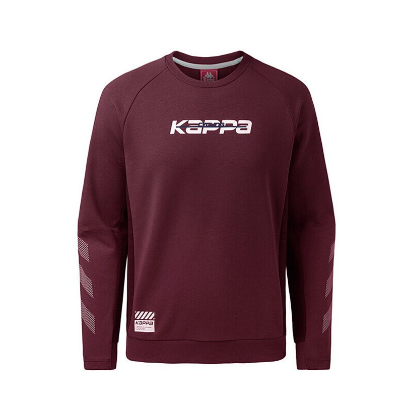 KAPPA/卡帕专柜男子运动服2018秋款圆领套头针织卫衣|K0852WT30D XL 酒红色0852WT30D-589