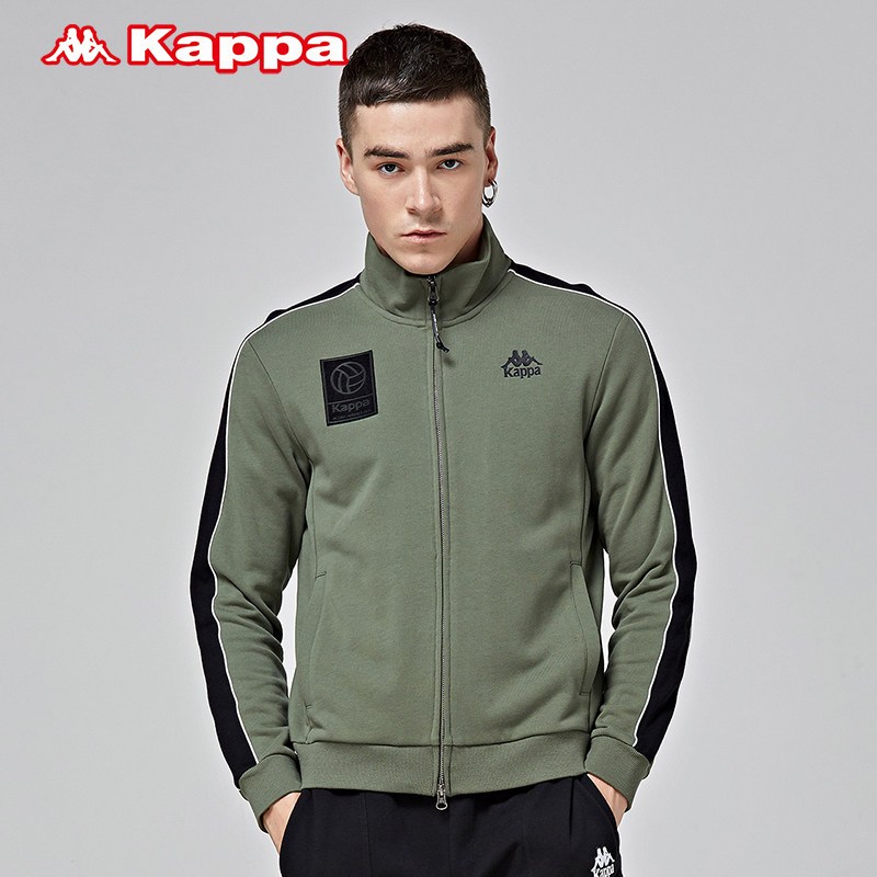 KAPPA卡帕男款运动外套休闲夹克长袖立领开衫|K0852WK36-320/990 M 暗镉绿-320