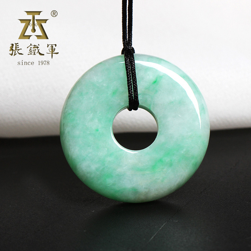 张铁军翡翠冰糯种淡绿平安扣怀古吊坠天然a货顺丰包邮 翡翠
