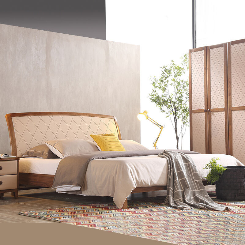 A家家具 床 北欧/宜家风格床双人床实木床架子床1.5米1.8米卧室家具现代简约卧室木质 U006 1.8米排骨架+床垫