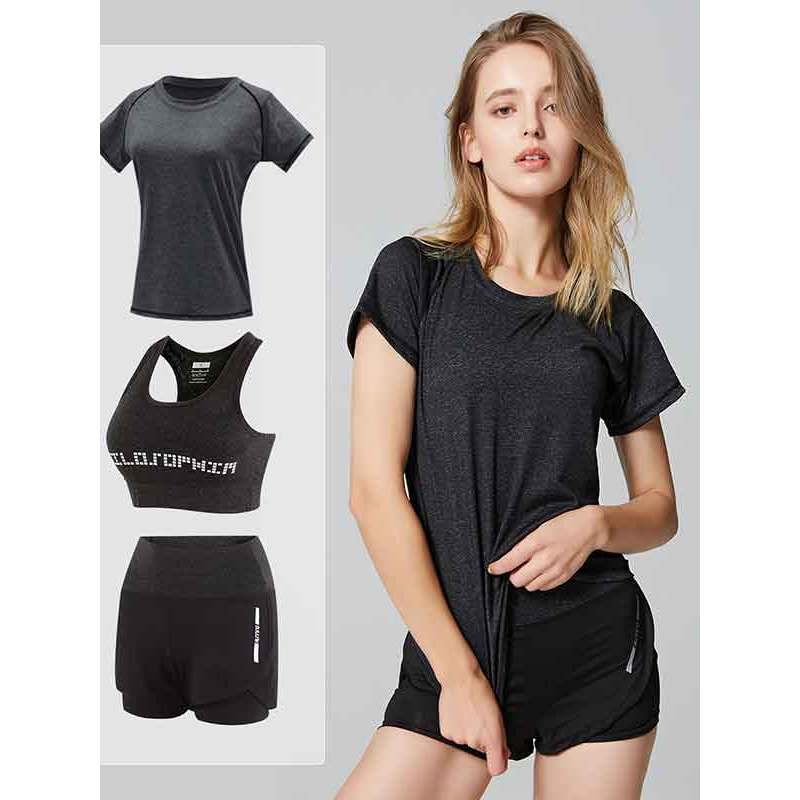迈乔 防震运动文胸女款 瑜伽服三件套健身服套装 XXL 灰色