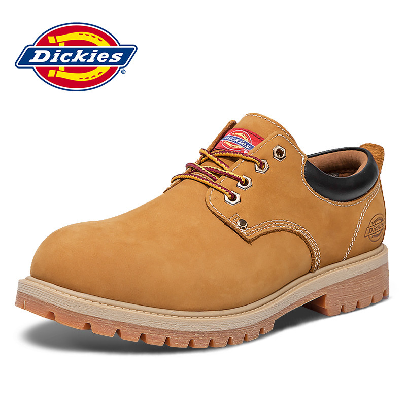 Dickies冬季新款工装鞋男鞋子韩版潮流大头皮鞋男厚底耐磨休闲鞋 土黄色 43码