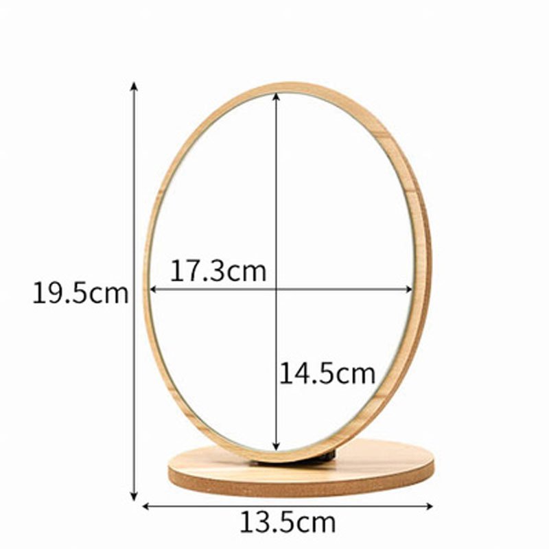 简约现代镜子化妆镜学生公主台式书桌台面简约折叠木质便携创意宿舍情人节化妆镜子生活日用 中号椭圆