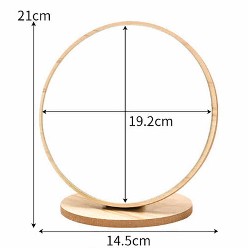 简约现代镜子化妆镜学生公主台式书桌台面简约折叠木质便携创意宿舍情人节化妆镜子生活日用 大号正圆