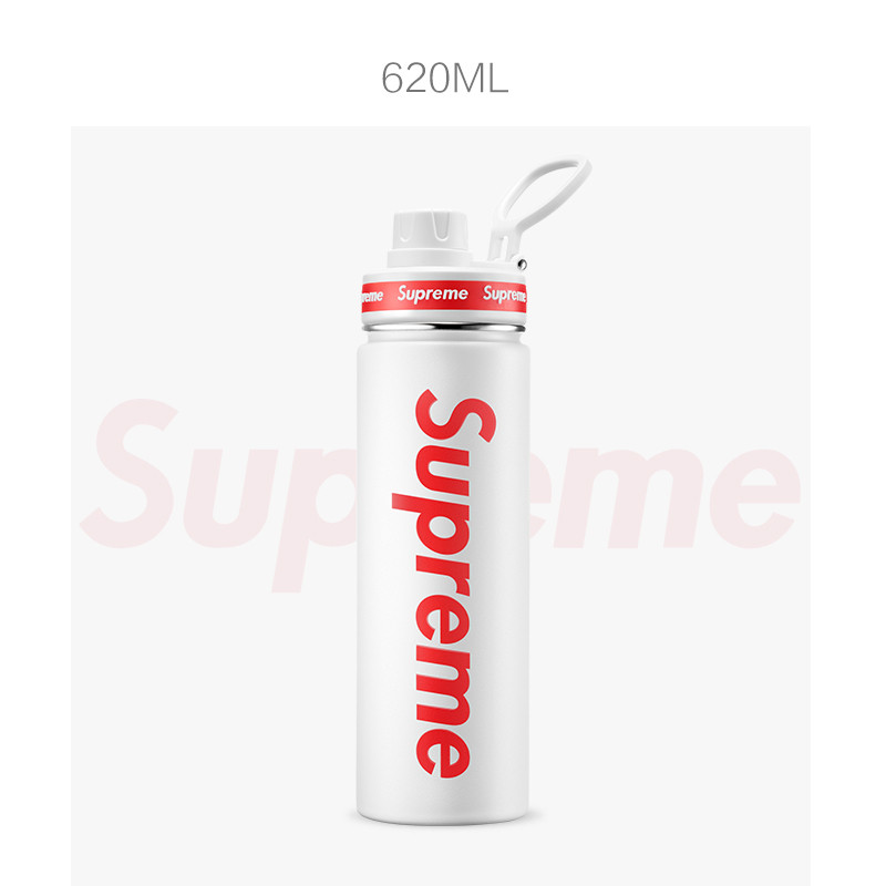 物生物(RELEA)Supreme联名款时尚运动便携304不锈钢保温杯运动水杯水壶.. 白色620ml
