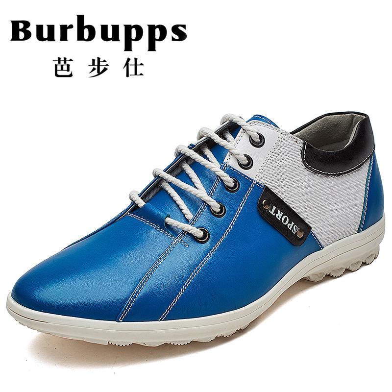 法国品牌Burbupps芭步仕2018秋尚新商务休闲鞋系带圆头鞋耐磨平跟男鞋正品真皮鞋男 蓝色 40码