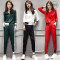 简妮薇(JIANNIWEI)休闲运动服套装女士2018秋季新款韩版修身显瘦长袖长裤两件套 747黑色 L