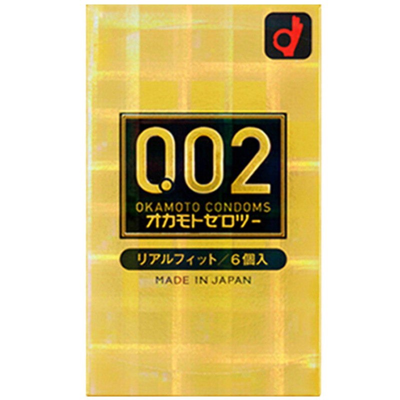 日本进口 冈本(Okamoto) 002黄金贴身安全套 6只装 超薄标准型 男女计生用品