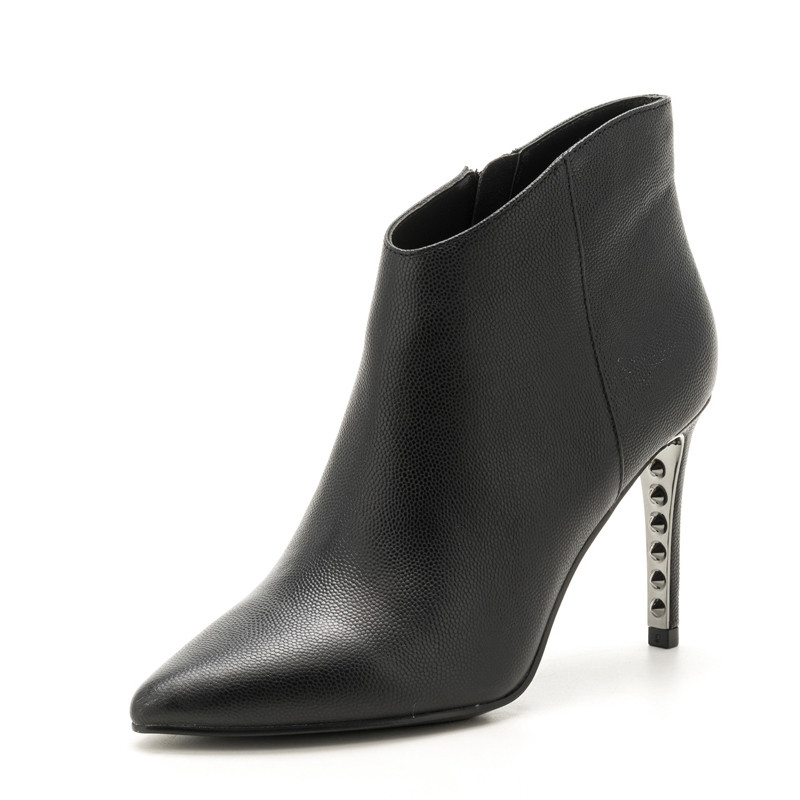 星期六(ST&SAT)冬季牛皮革尖头高跟细跟时尚踝靴短靴女SS74116697 黑色 37码