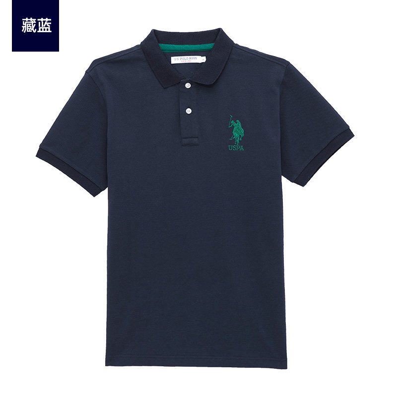 U.S.POLOASSN.polo衫男短袖纯棉夏季新款翻领短袖T恤休闲男上衣 165/S 60107-藏蓝色