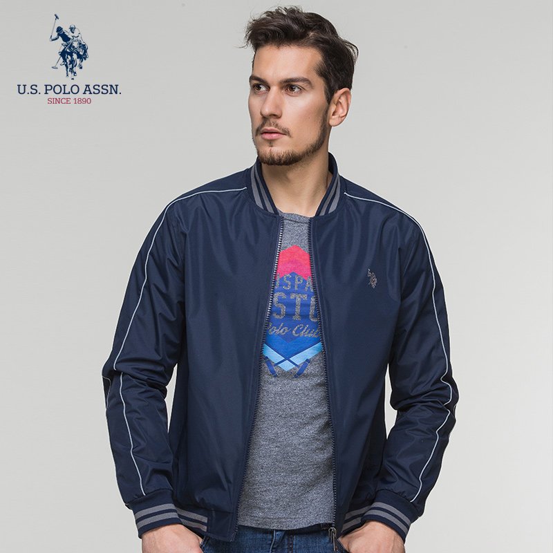 U.S.POLOASSN.春季新款休闲外套男春秋装潮流帅气夹克男生青年 3XL 藏蓝色