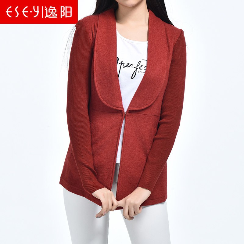清仓2018秋季新款羊毛收腰长袖一粒扣针织呢子外套上衣女装0972 L 红色