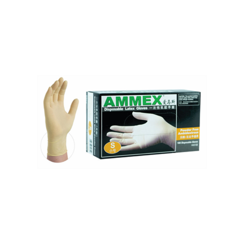 爱马斯 Ammex TLFC42100 一次性乳胶手套（无粉）（小号）