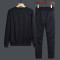 套头卫衣男秋冬季圆领休闲运动套装潮流时尚帅气学生男装两件套YTZ202 2XL 蓝色
