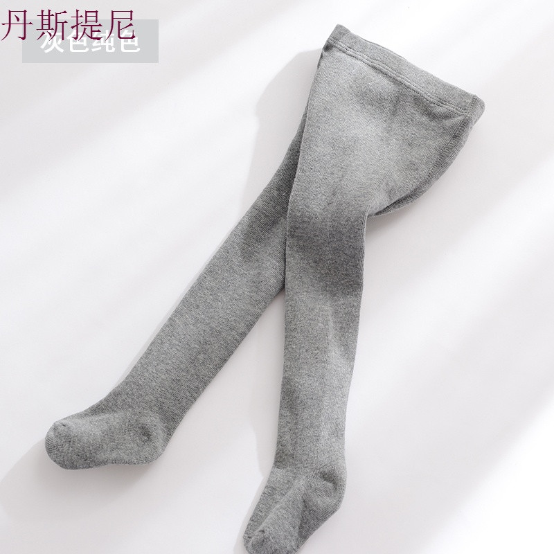 2018新款春秋儿童连裤袜宝宝婴儿打底裤男童女童纯棉1-3岁连体袜_5 S码身高55-68CM 纯灰色