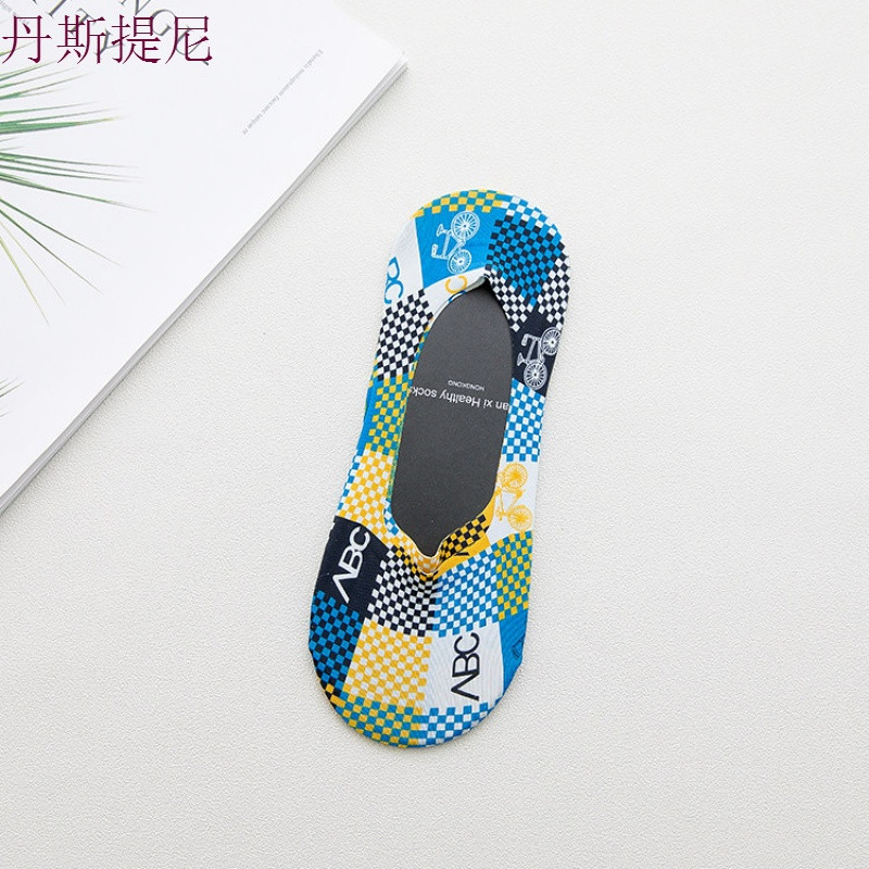 隐形袜男士冰丝船袜夏季薄款防臭短袜低帮浅口透气硅胶防滑袜子男 收藏宝贝，送2双 冰丝涂鸦&mdash;5双ABC