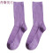 袜子女中筒袜韩版学院风百搭紫色长袜彩色薄款韩国堆堆袜纯棉潮袜 均码 酒红3双装