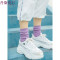 袜子女中筒袜韩版学院风百搭紫色长袜彩色薄款韩国堆堆袜纯棉潮袜 均码 墨绿+亮黄色+大红色