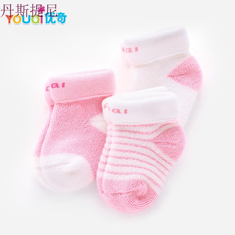 婴儿棉袜子新生0个月3初生春秋冬1岁6男童宝宝儿童女童中筒长袜子_1 S码/推荐0-9个月 冬【三双装】红