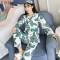 睡衣女秋长袖纯棉日系和服甜美可爱韩版清新学生春秋冬家居服套装 M 两件装和服（芭蕉叶+芭蕉叶）