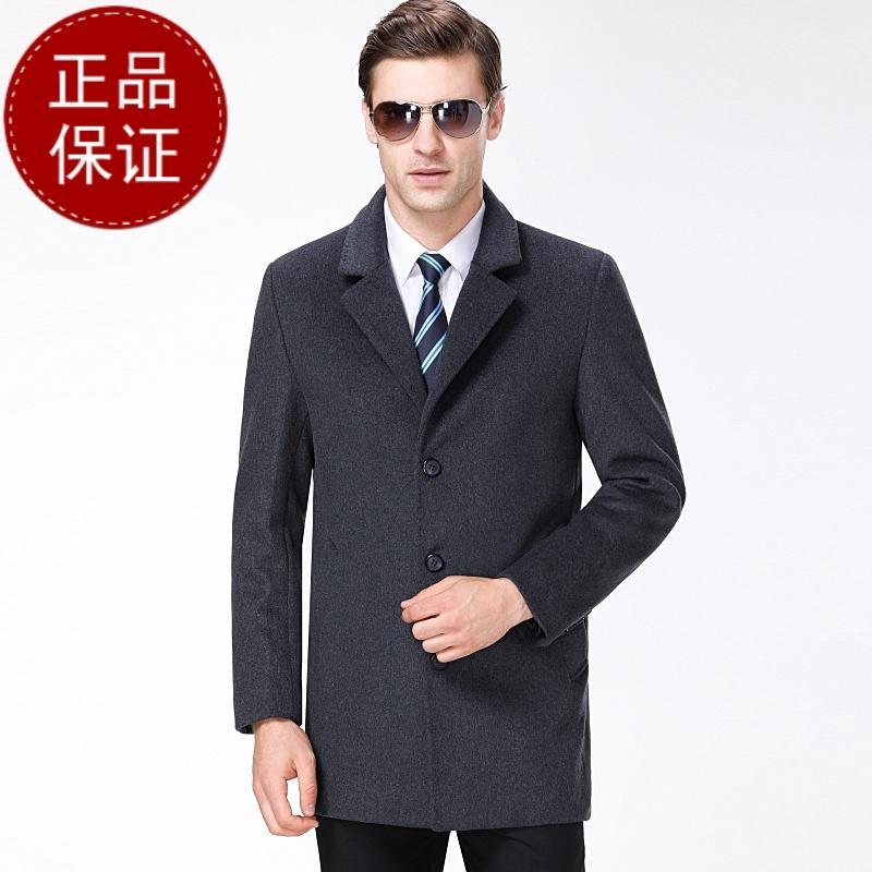 【免费试穿，无忧退换】秋冬新款羊毛呢大衣男显瘦大码羊绒风衣西装外套毛呢夹克呢子大衣品牌官方_7 190/104A(XXXL码） 6532灰色
