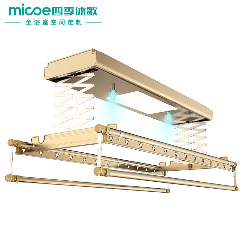 四季沐歌(MICOE) 四季沐歌电动晾衣架 阳台遥控自动照明 光波消菌 升降智能晾衣机 LED+消菌[香槟色]