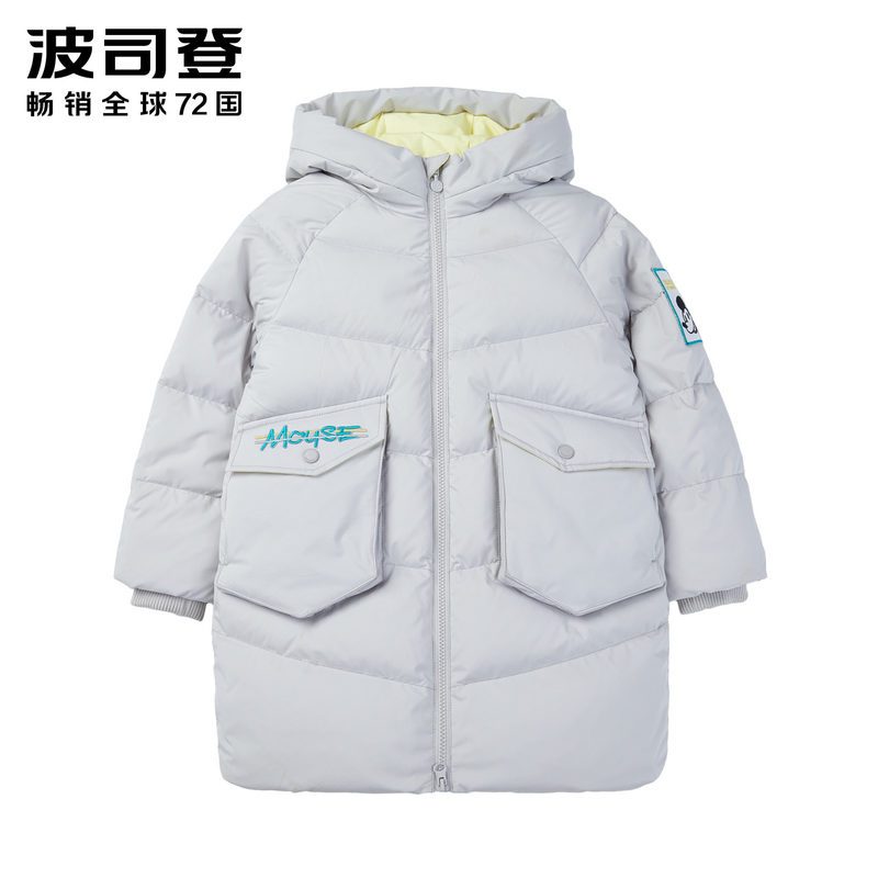 波司登童OSIDENG2018迪士尼合作款儿童保暖刺绣亲子羽绒服T80142106D_1 140/64 云汐灰8209