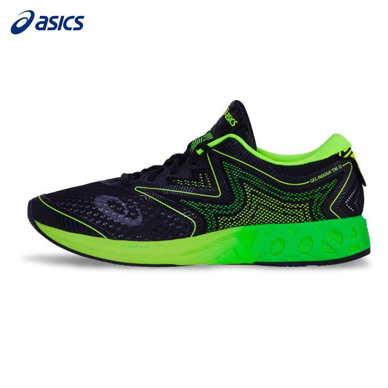 ASICS亚瑟士男鞋NOOSAFF缓冲跑步鞋运动鞋T722N-9085 黑色/绿色/黄色 41.5