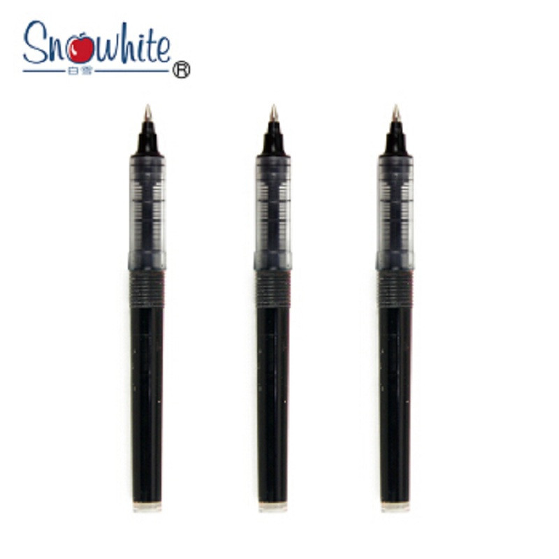 白雪(SNOWSCREN) 裸色直液式中性笔 签字笔 12支/盒0.5mm黑色蓝色 黑色