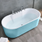 浴缸独立式浴缸独立式家用欧式薄边卫生间加厚彩色浴桶普通一体左裙 内白外水清五件套浴缸 1.7M