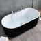 独立式浴缸薄边家用独立式浴缸欧式小户型坐凳浴桶白色一体加深独立式配置全白空浴缸加落地龙头 内白外黑五件套浴缸 1.7M
