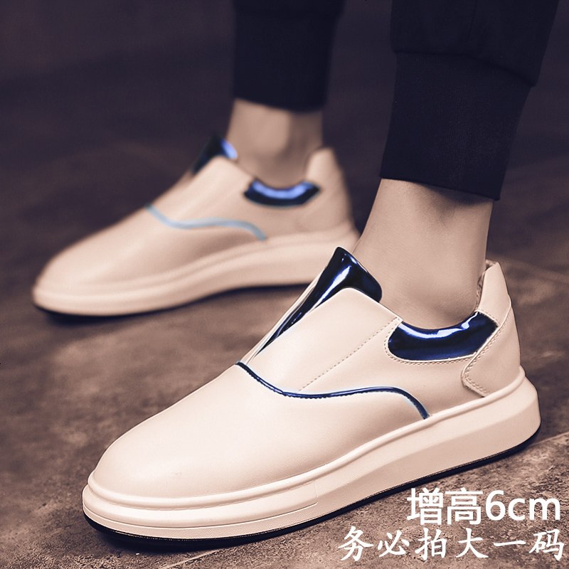 迈特斯BOBO Angel秋季新款运动休闲鞋子小白鞋男士板鞋韩版潮流百搭一脚蹬懒人鞋男促销特卖 A-白蓝（增高款） 42
