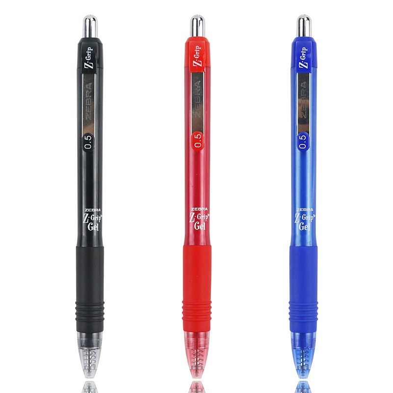 斑马（ZEBRA） C-JJ3-CN按动签字笔/Z-Grip系列水笔中性笔0.5mm办公文具 三色可选 10支装 蓝色