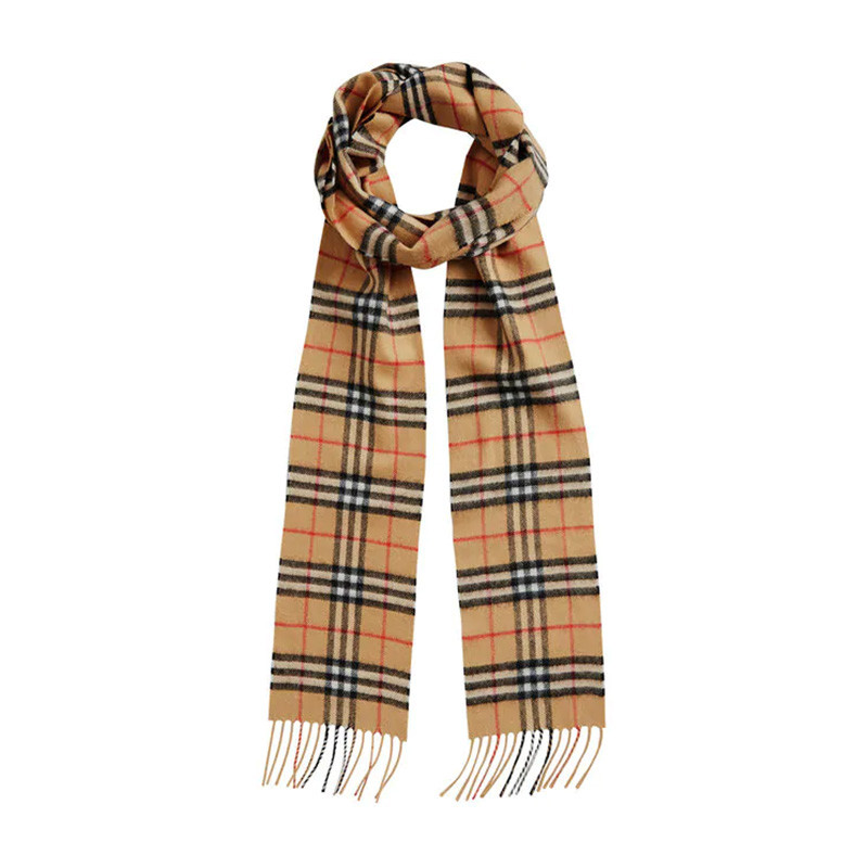 Burberry（博柏利）欧美英伦风长款围巾 Vintage 古典黄色格纹羊绒围巾40771681 黄色