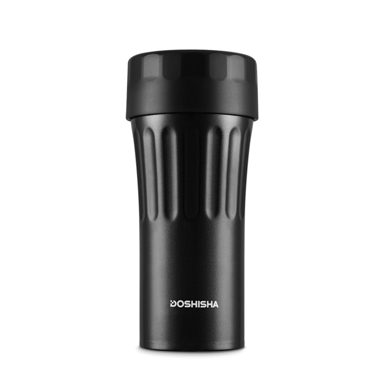Doshisha日本保温杯男女士简约创意便携带盖咖啡泡茶水杯子350ml 黑色