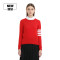 TB同款羊毛衫女短款修身圆领套头毛衣外套针织衫长袖打底衫 XL 红色