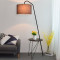 个性茶几落地灯置物架简约现代北欧风客厅卧室沙床头立式台灯 白底黄花+LED12瓦