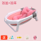 宝宝洗澡盆可坐躺婴儿浴盆折叠通用新生儿大号儿童沐浴桶_0 粉色+浴床