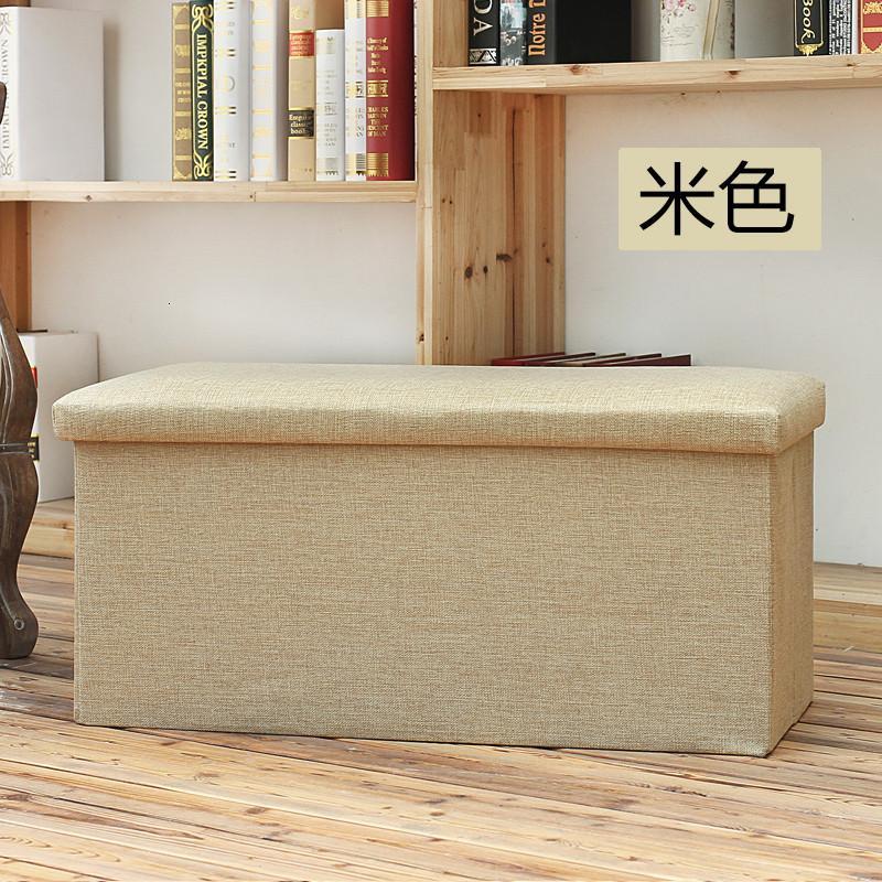 棉麻收纳凳可坐人沙玩具收纳储物凳子多功能储物换鞋凳收纳箱子_2_1 米色（长方形）