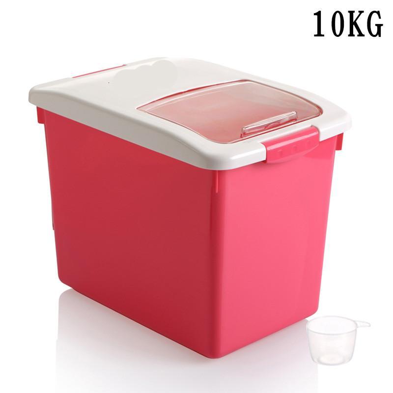 防虫加厚带盖20斤5kg/10kg米桶塑料储米箱米缸面粉桶生活日用家庭清洁收纳整理用品储物_11 10公斤装玫红