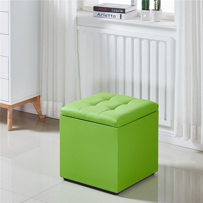 收纳凳子储物凳可坐人换鞋凳试鞋凳多功能沙凳收纳盒防水布艺革_16 绿色（40cm大）