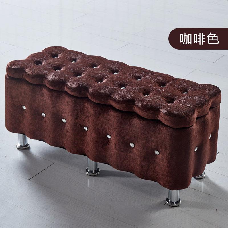 欧式沙凳试鞋凳布艺实木储藏凳服装店可储物换鞋凳长方形收纳凳_13_8 咖啡色